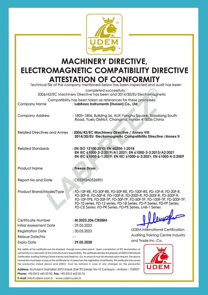 CE FREEZE DRYER LABFREEZ CE2292A0526901